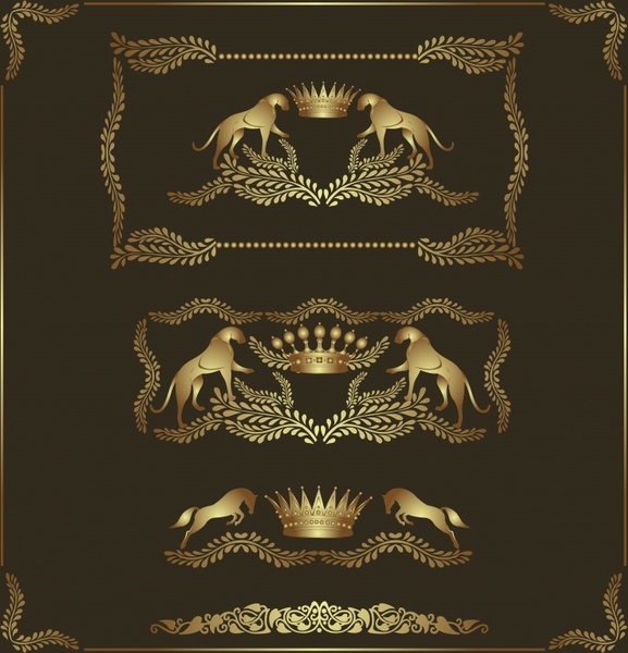 decorative card template luxury golden european royal symbols