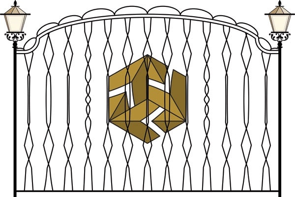 europeantype pattern iron fence 03 vector