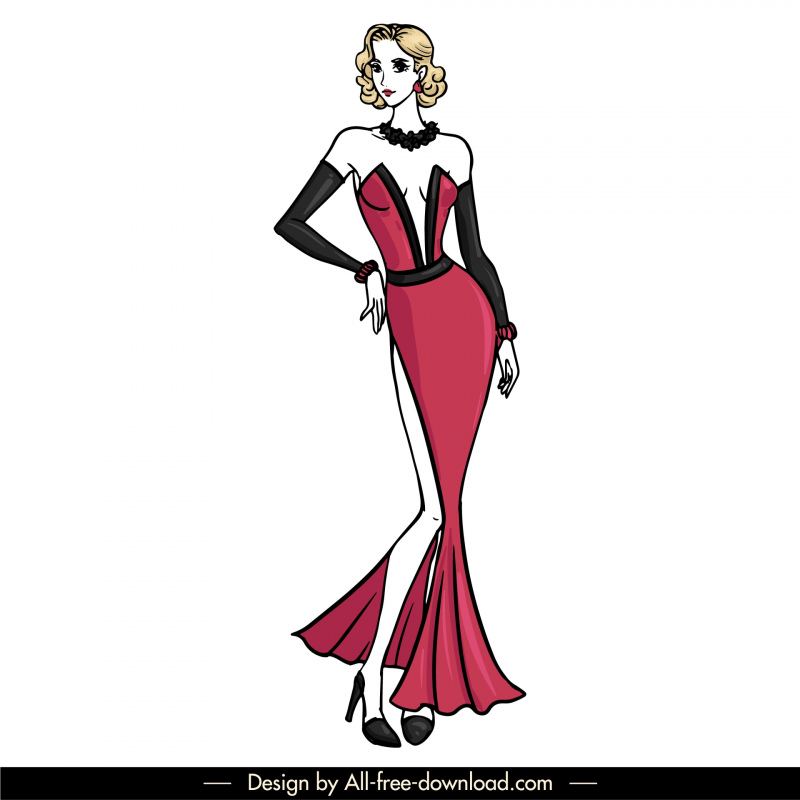evening dresses design elements elegant cartoon character 