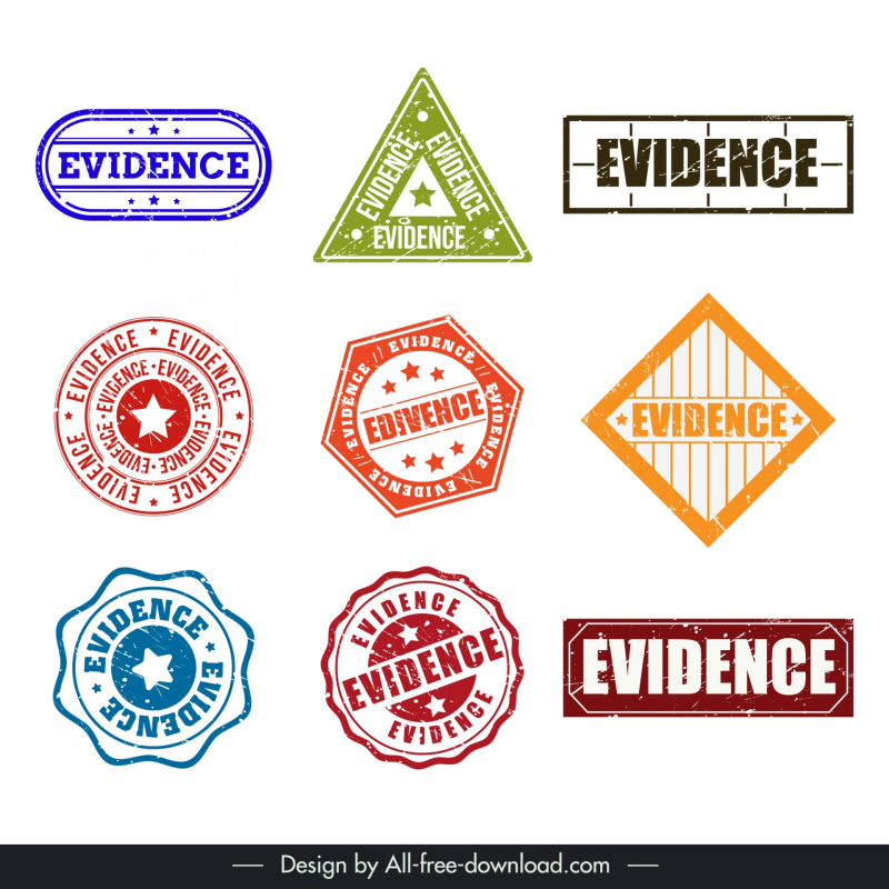 evidence stamp templates collection flat retro geometric shapes