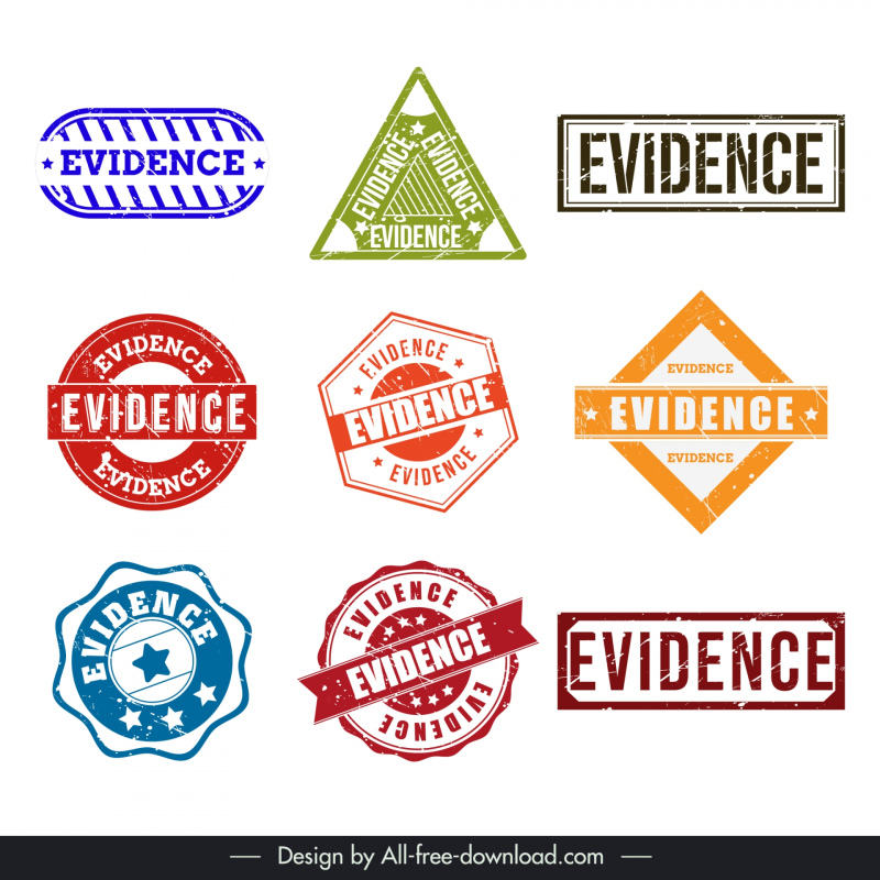evidence stamp templates collection flat retro geometrical shapes