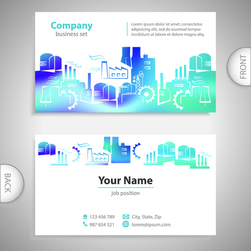 Excellent business cards front back template vector Vectors graphic art