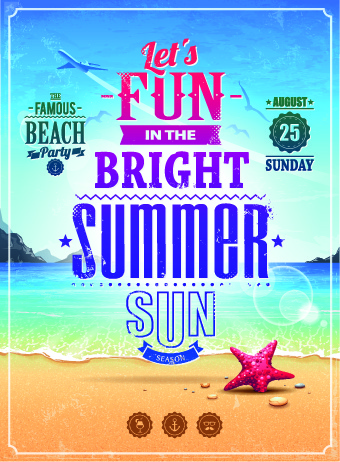excellent summer party flyer design elements