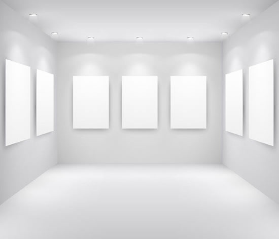 Painting gallery room decor template shiny white 3d sketch Vectors ...