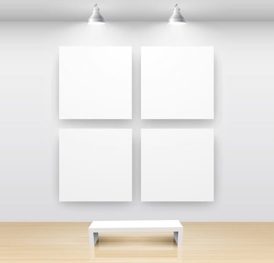 painting exhibition decor template luxury light 3d white