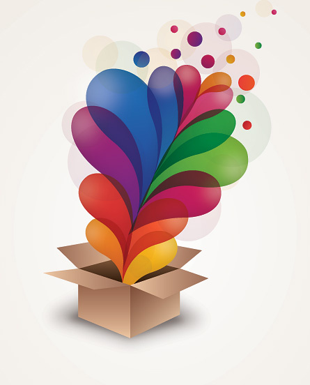 exploding gift box vector graphic