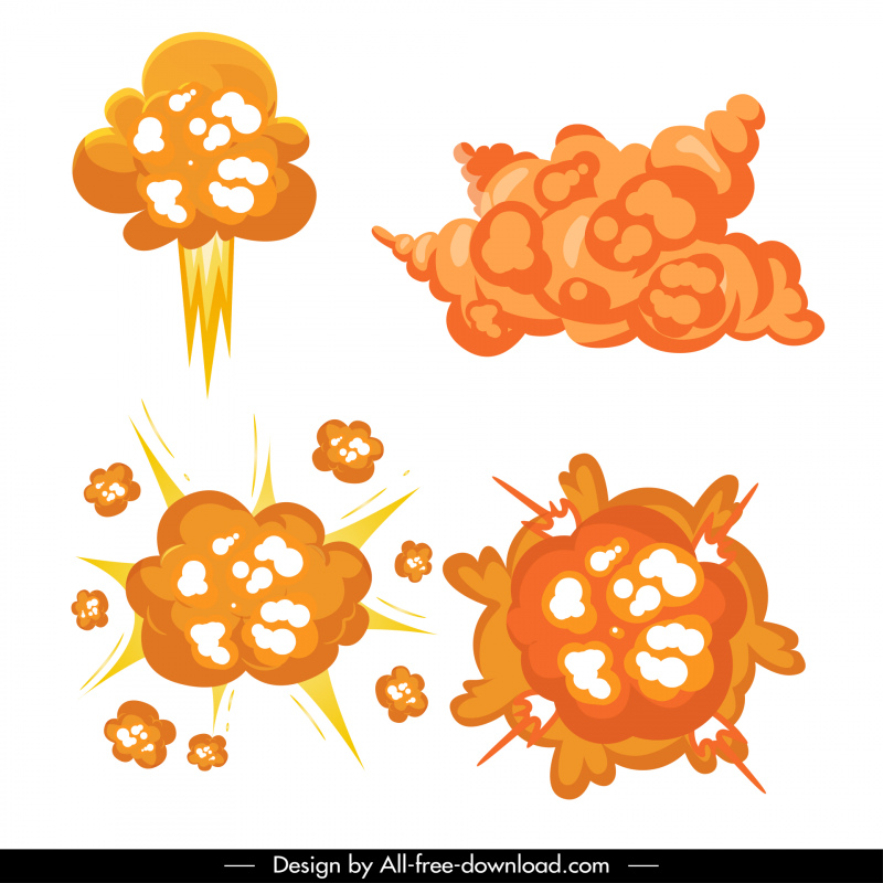 explosion design elements dynamic booming smoke shapes sketch