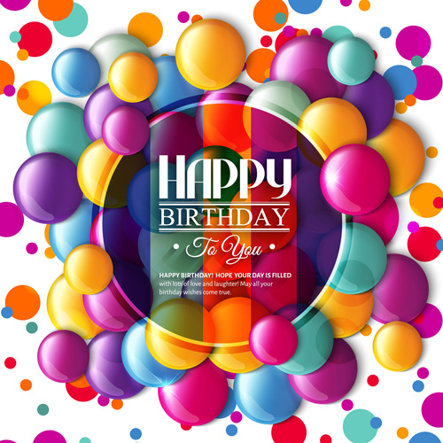 exquisite birthday card with colored balloons vector 