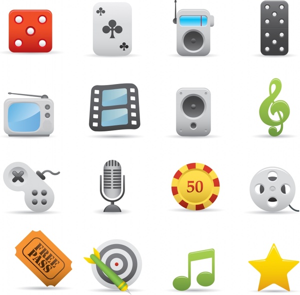 entertainment application icons modern colored flat symbols sketch