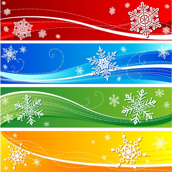 christmas banners templates colorful elegant snowflakes decor