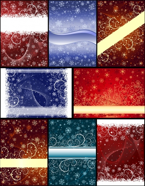 christmas background templates colorful snowflakes curves decor 