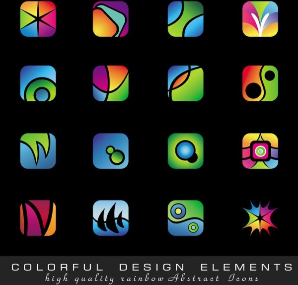 exquisite colorful icons vector