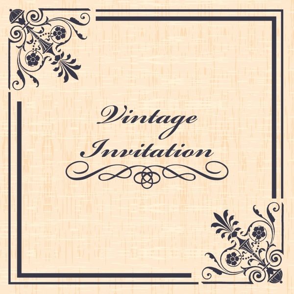 invitation card template elegant vintage symmetric decor
