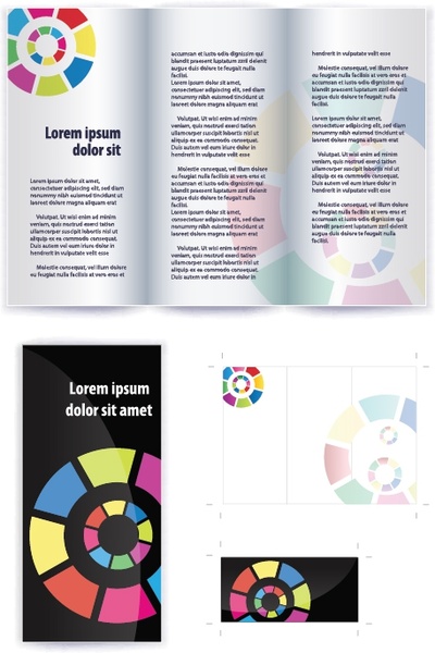 leaflet design element colorful modern circle sections sketch