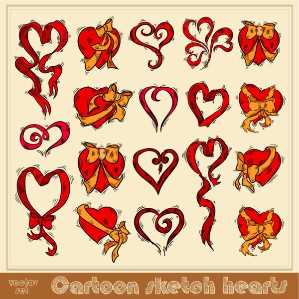 exquisite handpainted red heart 02 vector