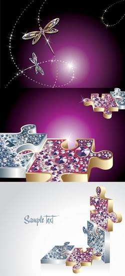 gems advertising backgrounds dragonfly puzzles decor 3d design