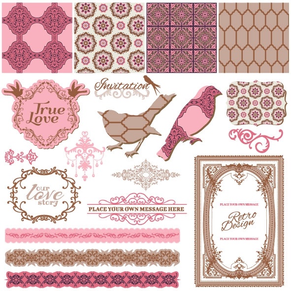 exquisite lace pattern 01 vector