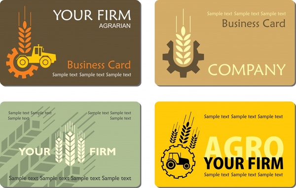 business card templates agricultural elements decor flat classic