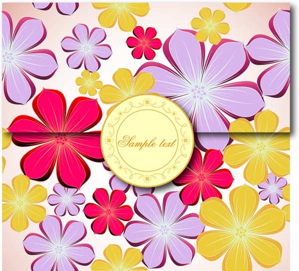 sealed envelope template colorful floral decor 3d sketch