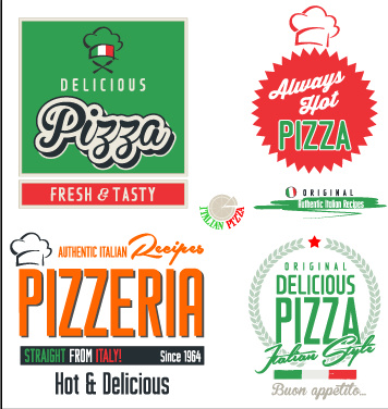 exquisite pizza logos design vector