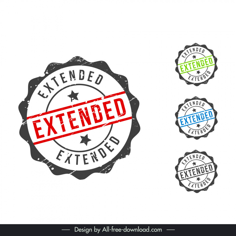 extended stamp templates collection flat retro serrated round symmetry