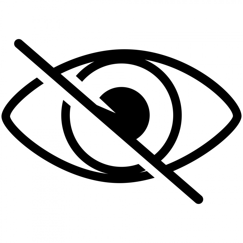 eye slash sign icon flat black white outline 