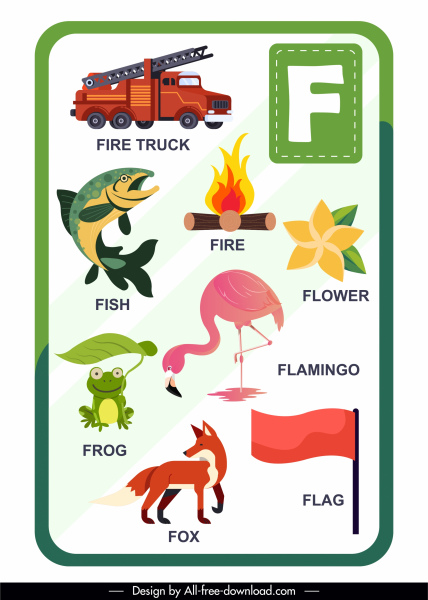 f alphabet education background colorful symbols sketch