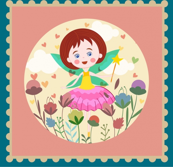 fairy background cute girl icon classical design 