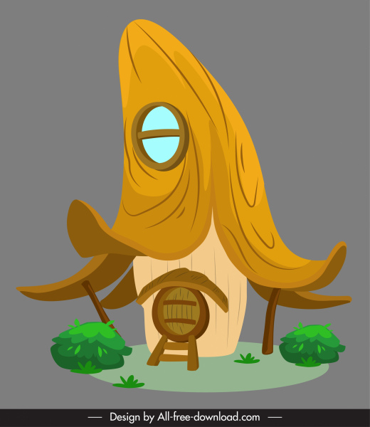 fairy house icon retro tall roof sketch