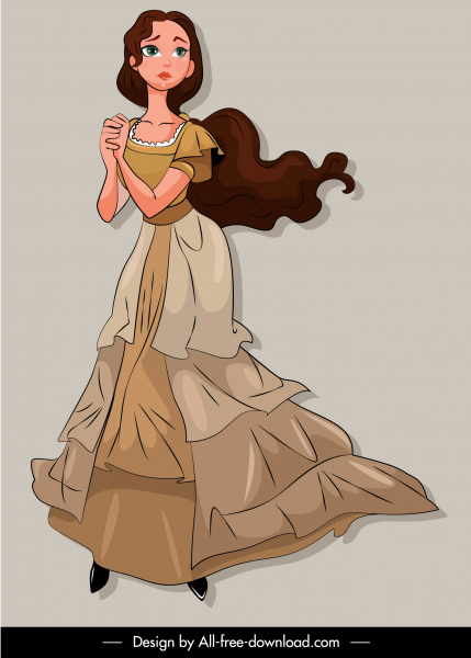 fairy tale character icon cute girl cartoon design 