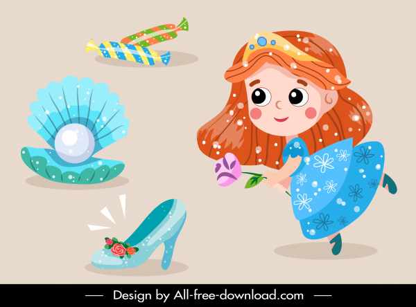 fairy tale design elements princess objects sketch