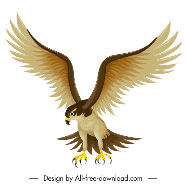 falcon icon flying hunter sketch colored cartoon design
