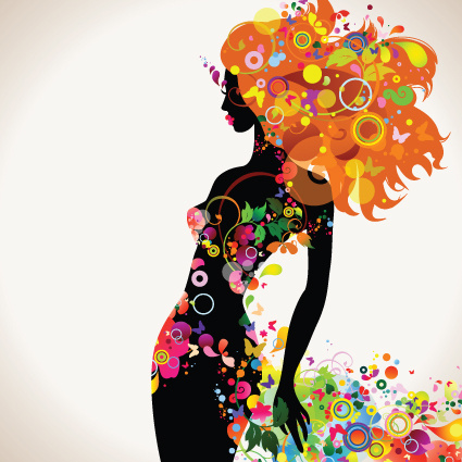 fall floral girl design vector graphic