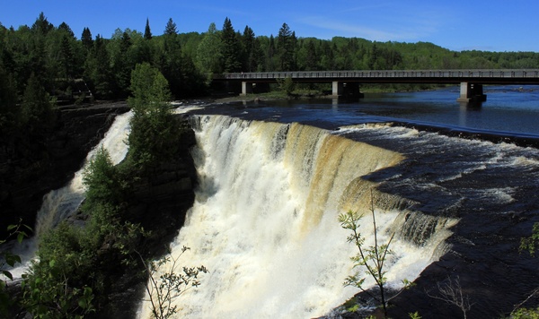falls from the other side at kakabeka falls ontario canada 