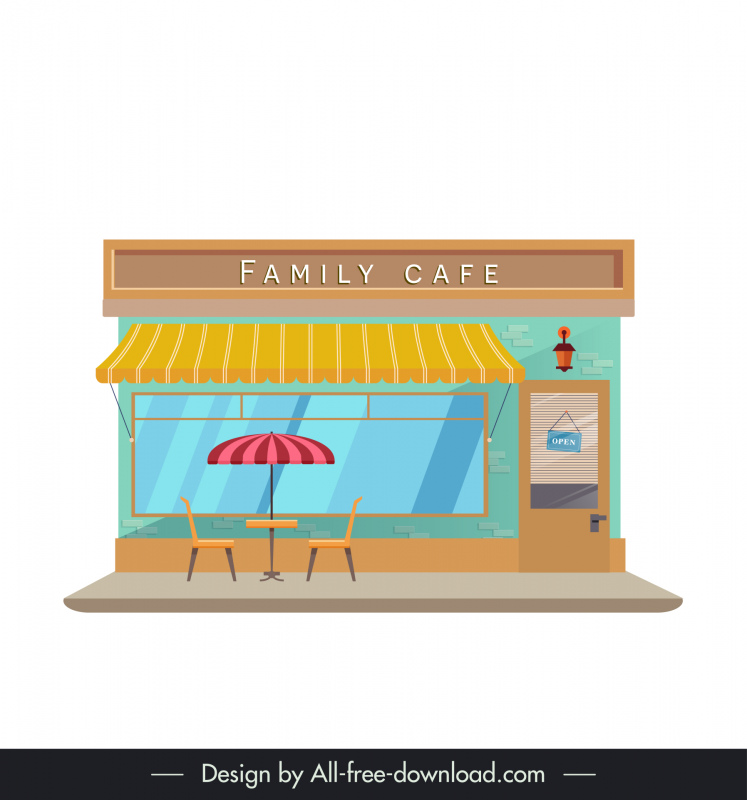family coffee shophouse facade template elegant simple decor