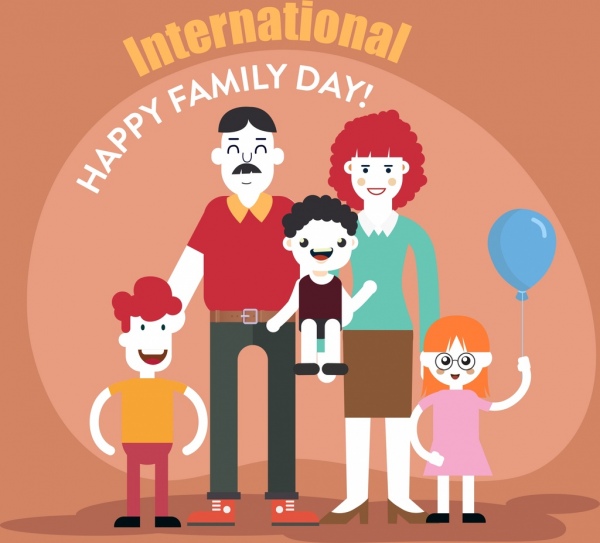 family day poster happy family icon cartoon characters