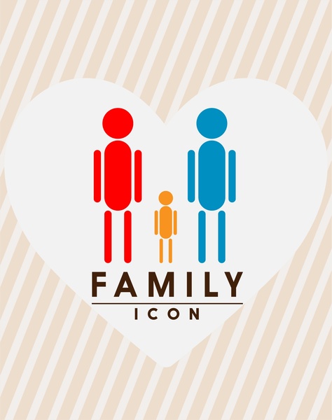 family icons design colored geometric style