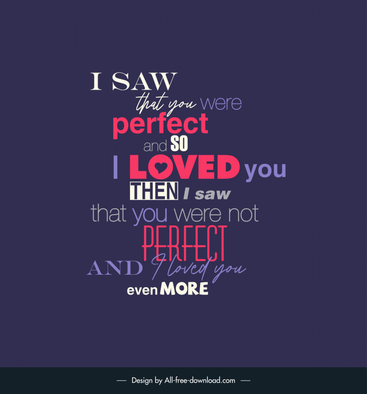 famous love quotes poster template flat calligraphic texts layout