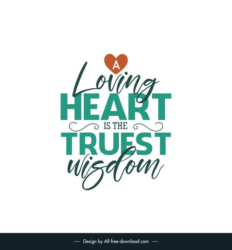famous love quotes poster template symmetric handdrawn calligraphic texts heart decor