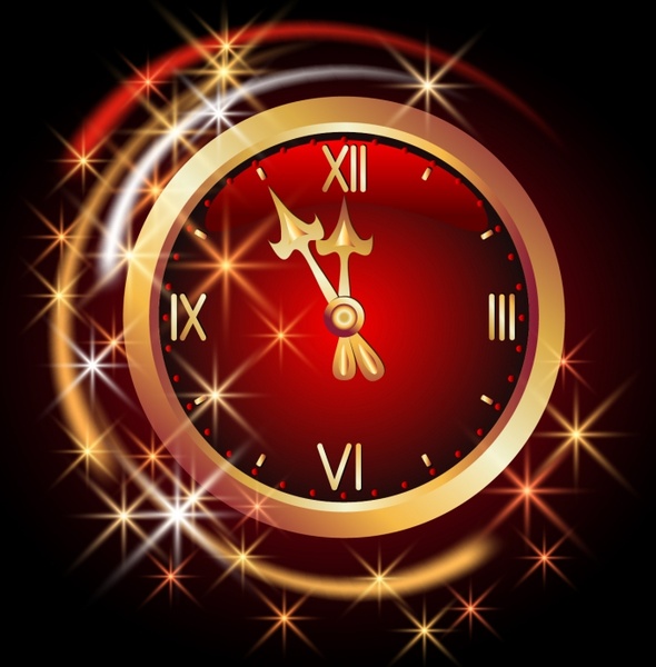 fancy roman clock 1200 midnight vector