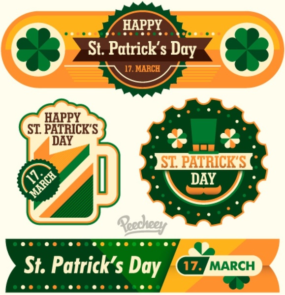 fancy st patricks day stickers and banner set
