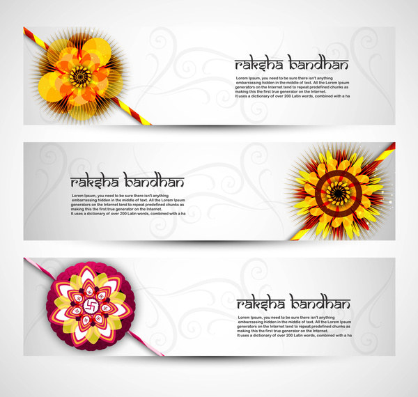 fantastic raksha bandhan celebration colorful three headers vector