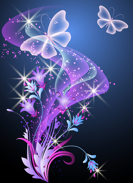 fantasy butterflies with background vector graphics