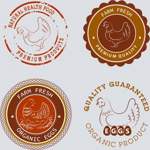 farm food seals hen icon sketch circle design