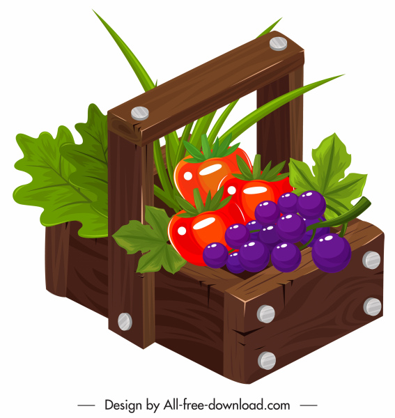 farm fruits icon colorful 3d classic sketch