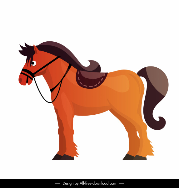 farm horse icon colored flat sketch