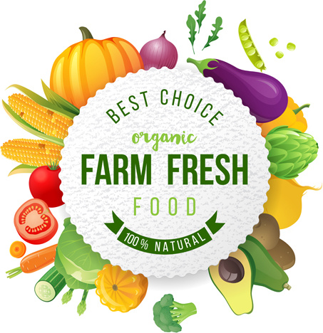farm organic fruit background vector