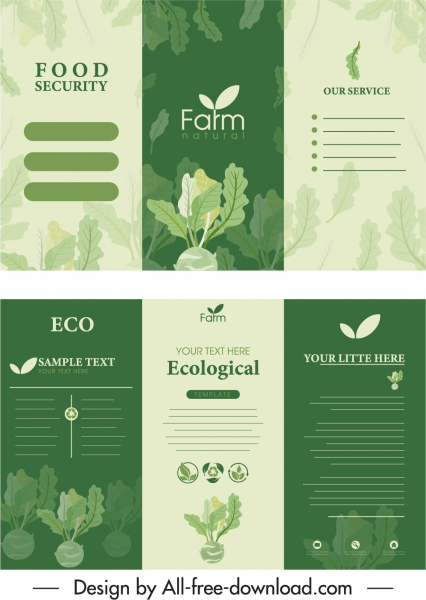 farm product leaflet template elegant green trifold shape 