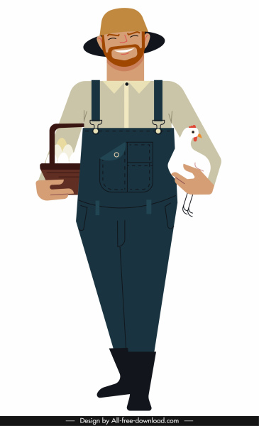 farmer job icon colored cartoon character 