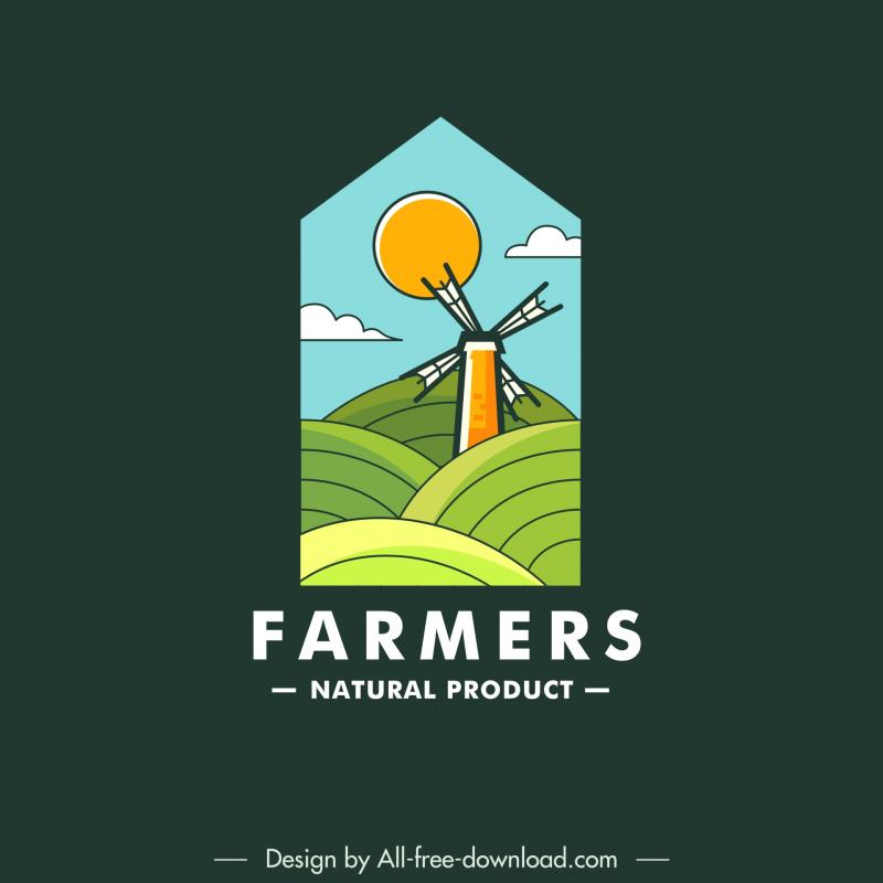 farmers logo template field windmill isolation 
